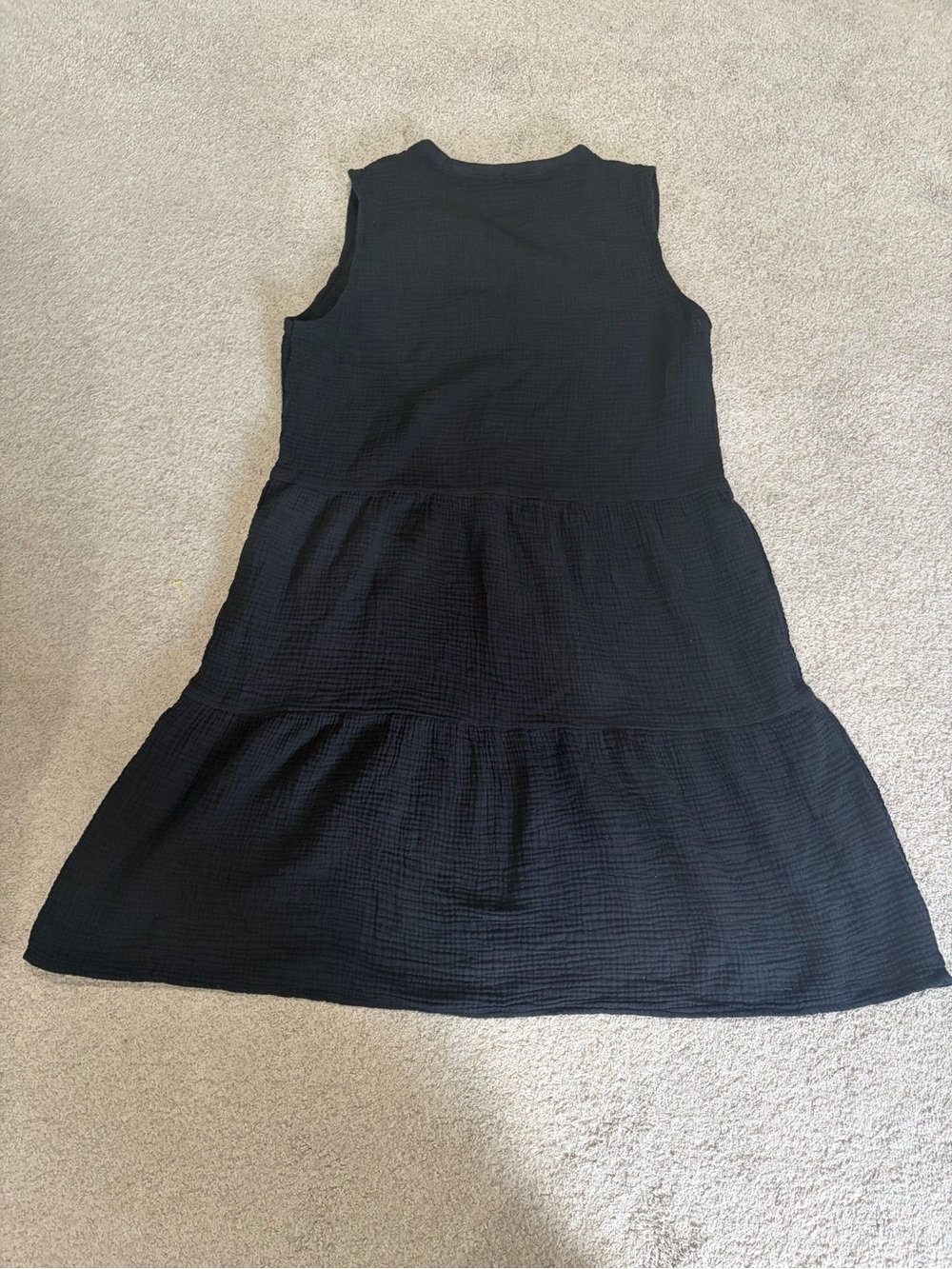 Splendid Sleeveless Tiered Black Dress, Women’s M/L Scoop Neck Lightweight